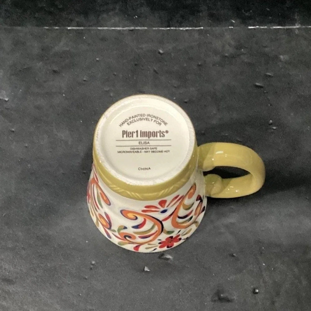 Pier 1‎ Imports Elisa Coffee Cups, Set of 2, Vintage Ironstone Mugs, Drinkware